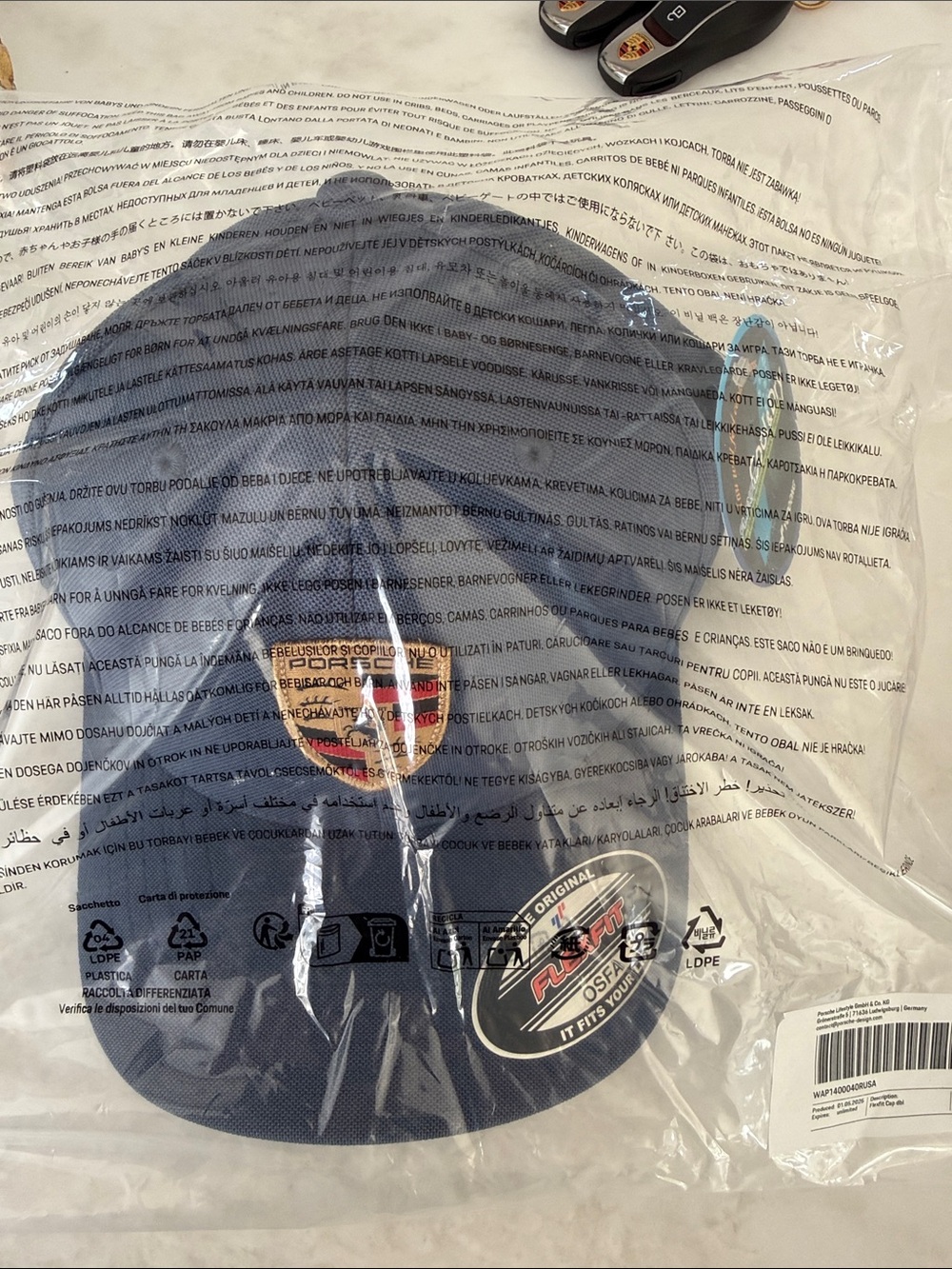 Porsche Design Navy Blue Baseball Cap with Shield Patch - Flex fit